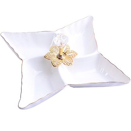 60047 Менажница фарфор 4 секц 24х24х4 LR (х12)